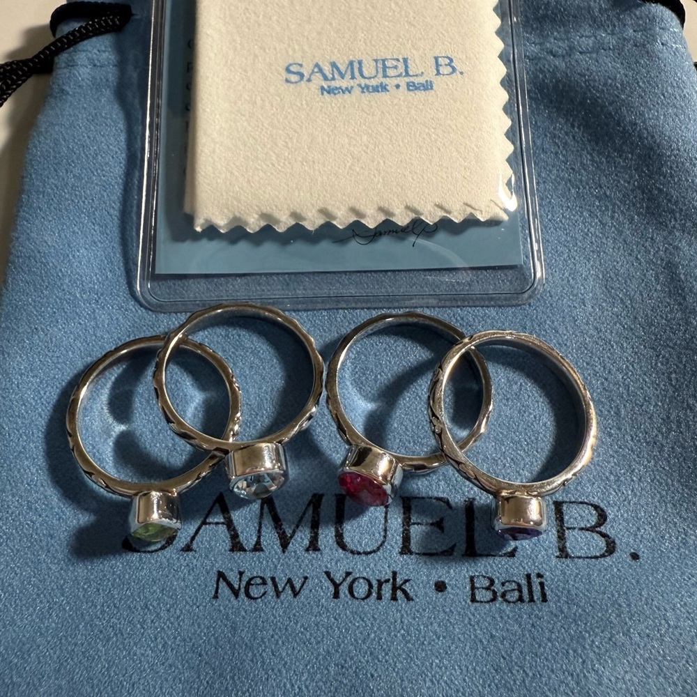 Samuel B. Multi-Gemstone Silver Stacking Rings (S… - image 6